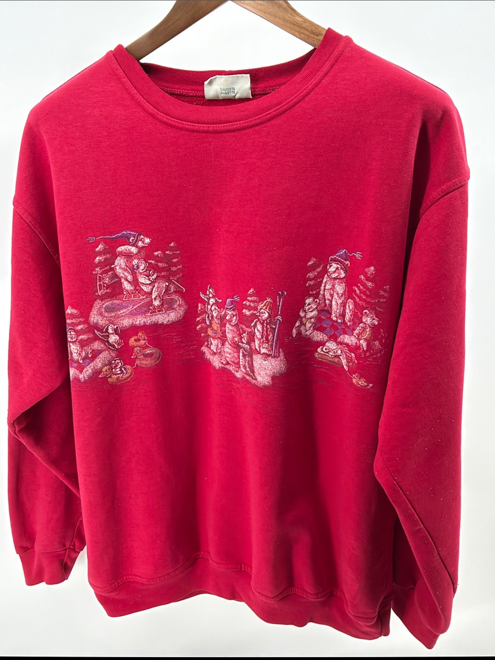 Northern Reflections Red Crewneck Sweatshirt with Winter Scene
